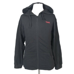 Time Hoodie Sweatshirt Sweater Mens XL Fleece Full Zip Black Lightweight NEW
